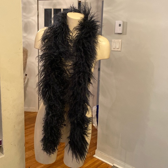 Spi Accessories - Mongolian  fur scarf fluffy collar long blue